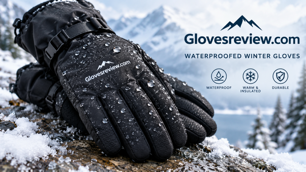 Waterproofed winter gloves with water beading on the outer shell